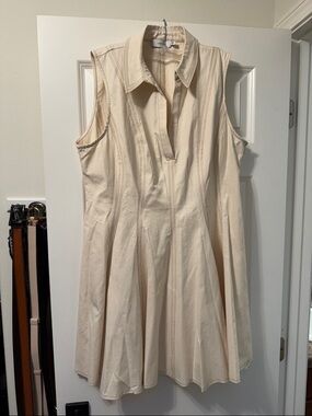 Greylin Cream Sleeveless Collared A-Line Dress